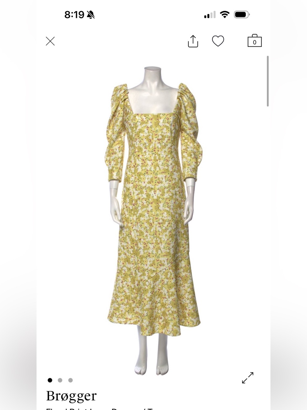 Yellow Floral Maxi Dress with Puff Sleeves